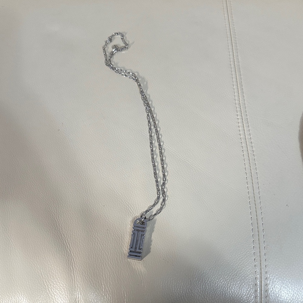 Tory Burch Silver Logo Pendant Necklace Fitbit Holder